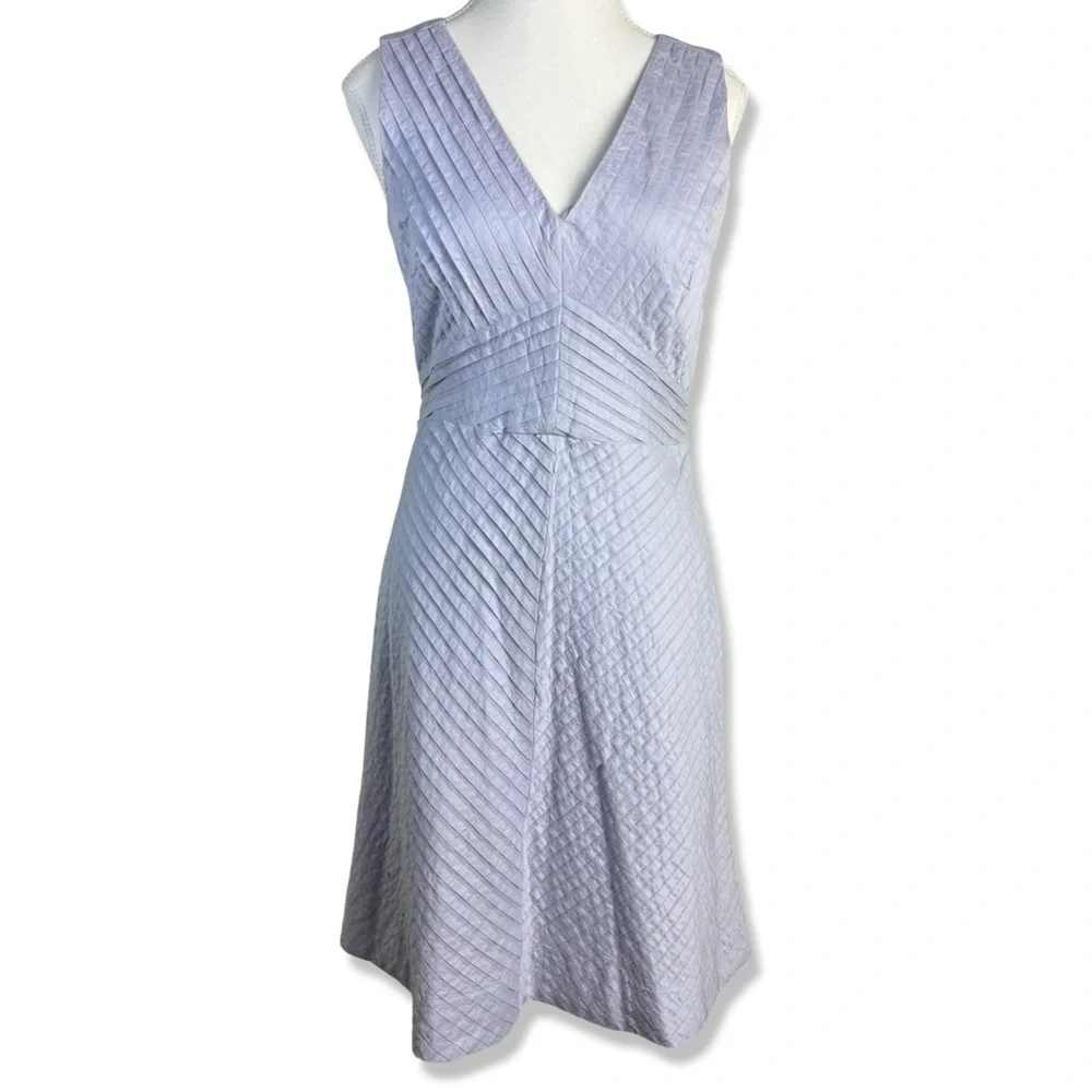 J CREW Pleated Chevron Dress in Soft Blue